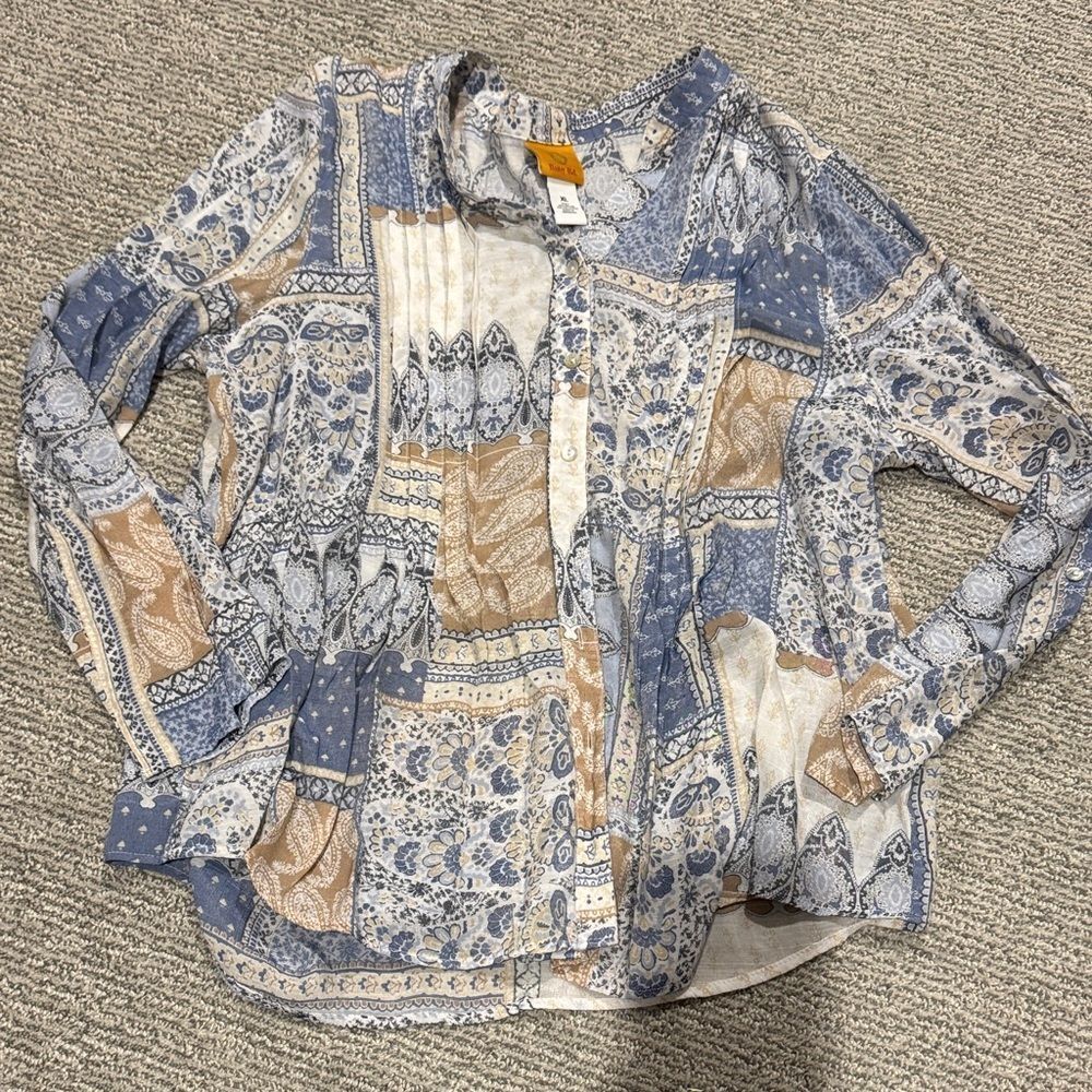Ruby Rd. Blue and White Paisley Blouse